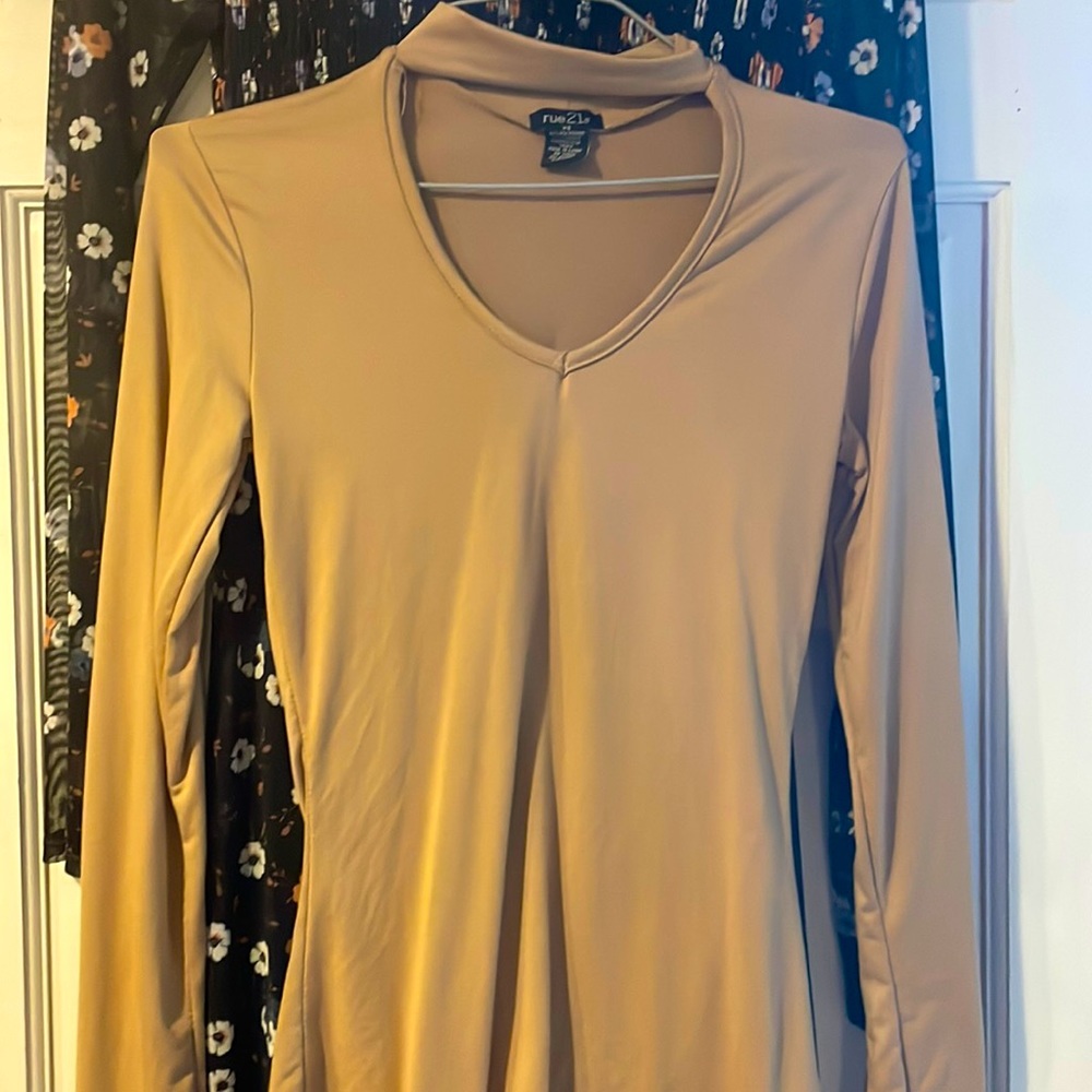 Tan Cutout Long Sleeve
